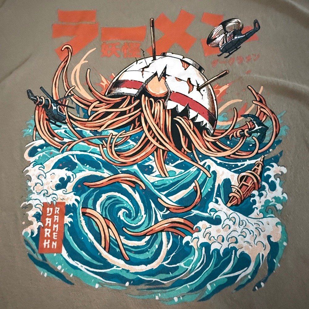 Threadless Dark Ramen Japanese Graphic T-Shirt Short Sleeve Art Size Small